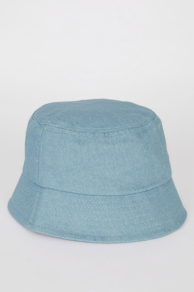 DeFacto Blue Boy Boy Label Printed Denim Bucket Hat Casual - Image 3